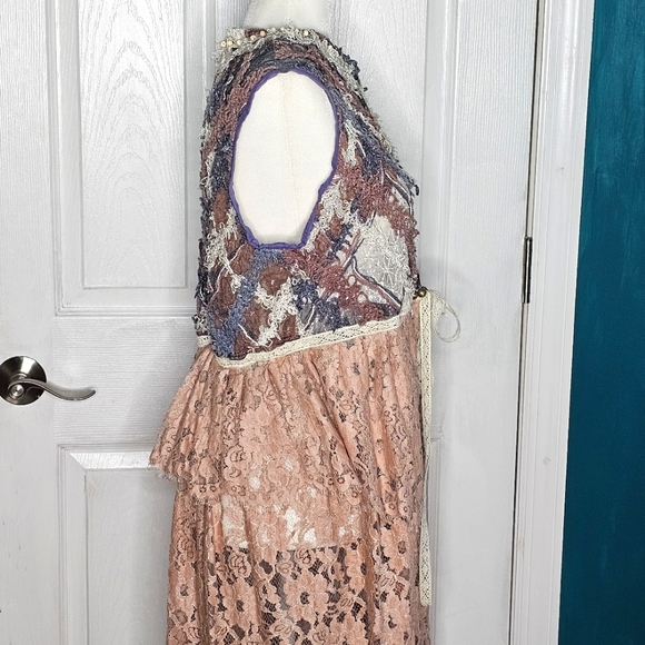 Sleeveless Duster Handmade Upcycled Long Cardigan Small-Medium - Picture 7 of 14